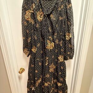 Elegant Black Floral Sequin Dress